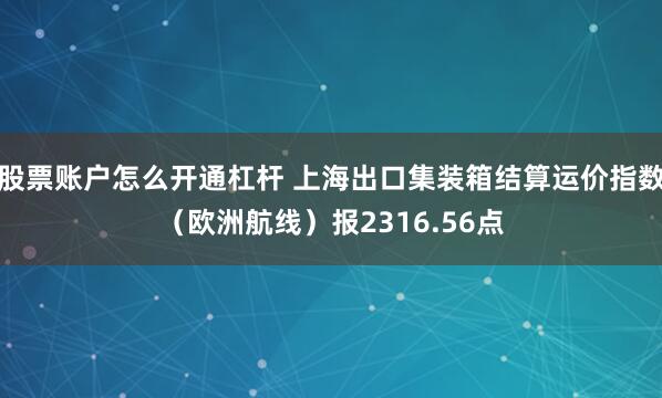 股票账户怎么开通杠杆 上海出口集装箱结算运价指数（欧洲航线）报2316.56点